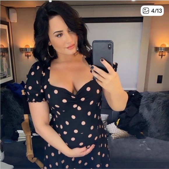 NWT Reformation Black and Pink Polka Dot Mini Drea Dress - Picture 4 of 5